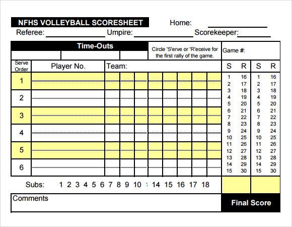 FREE 11 Sample Volleyball Score Sheet Templates In Google Docs Google Sheets Excel MS 