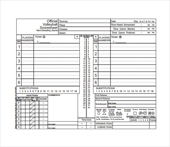 Nfhs Volleyball Score Sheet Instructions Printable Templates 7097