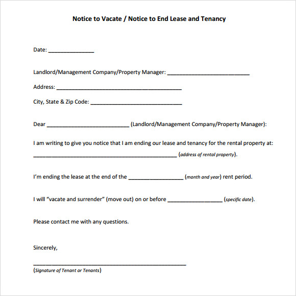 notice to vacate template pdf