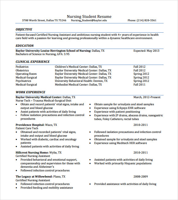 nursing resume examples