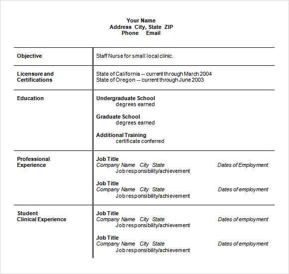 nursing word resume templates