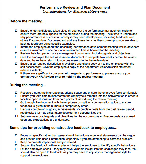 performance review template for managers