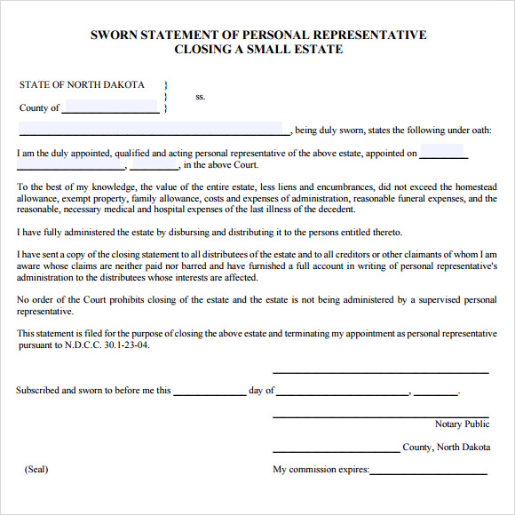 sample statement affidavit template