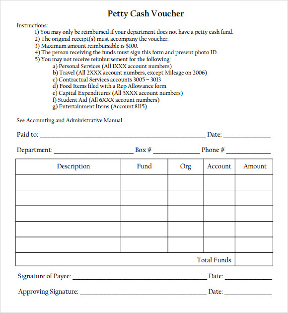 Template For Petty Cash Voucher