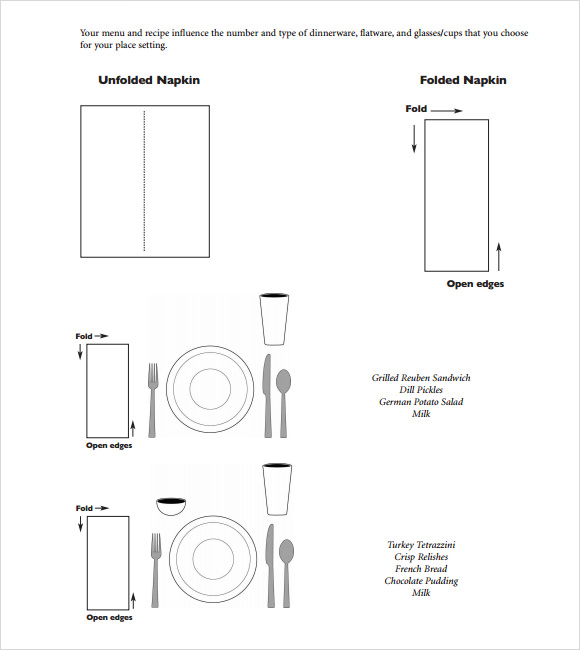 place setting template pdf