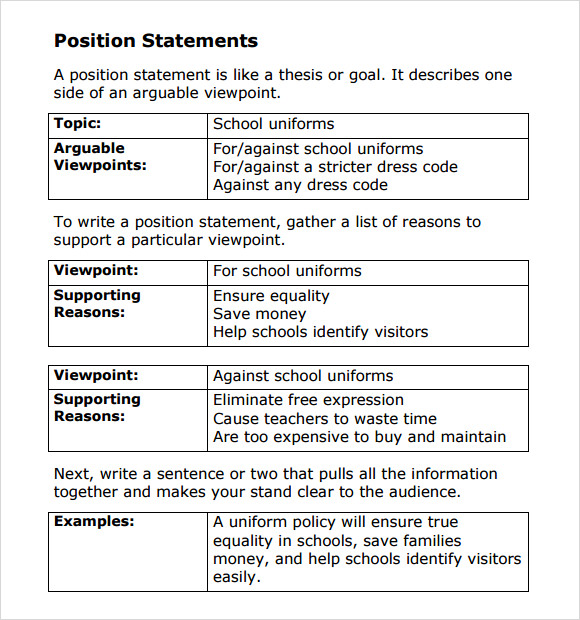 positioning statement template