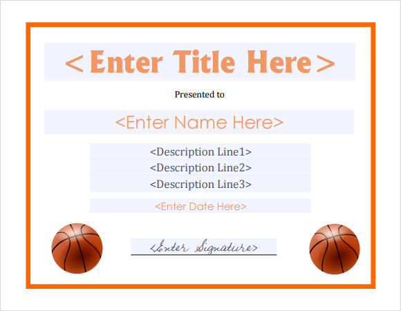 Basketball Certificate Templates Free Download Printable Templates