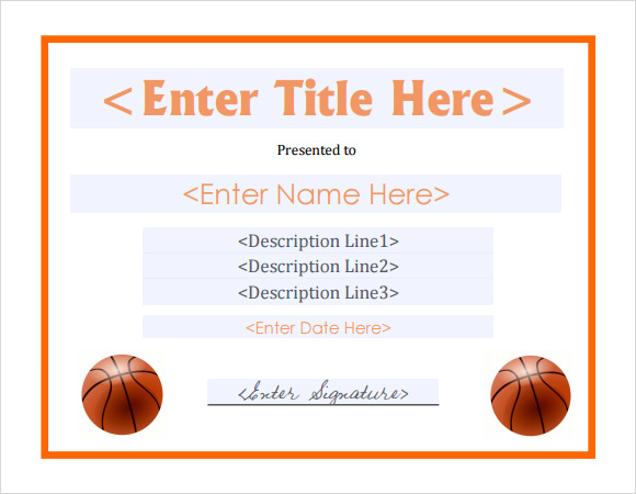 FREE 20 Sample Basketball Certificate Templates In PDF MS Word PSD