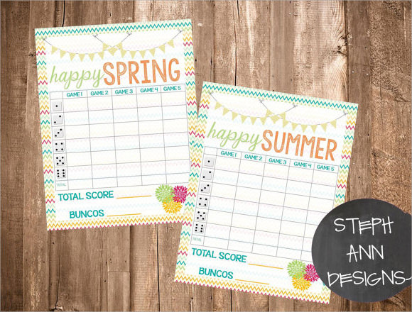 printable bunco score sheets