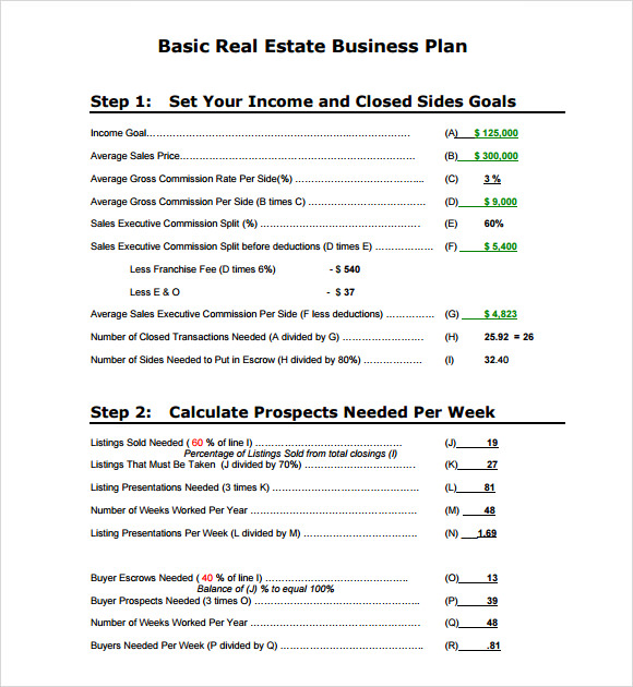 business plan example for real estate