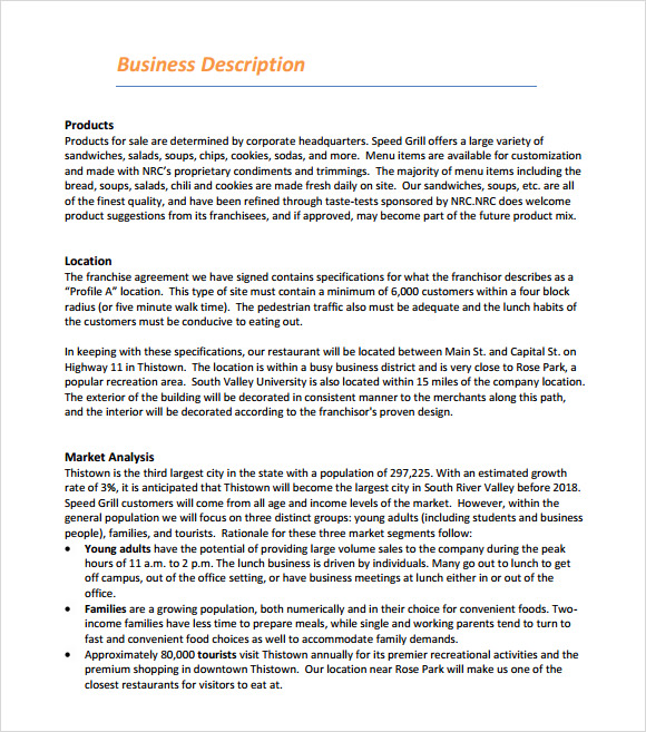 summary for restaurant business plan