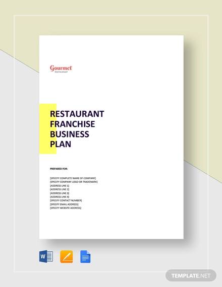 restaurant franchise business plan template
