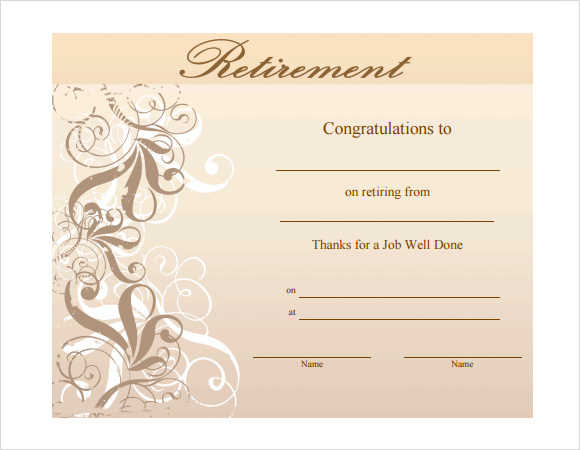 Free Retirement Certificate Templates For Word