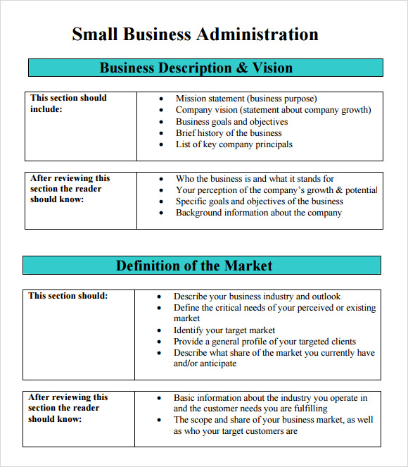 Business Plan For Small Business Administration