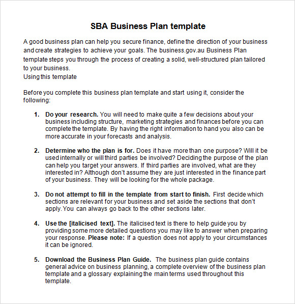 business plan example word