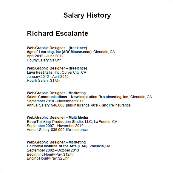 salary history template microsoft