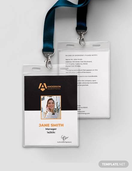 sample advertising agency id card