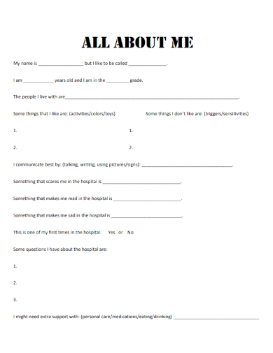 sample all about me basic template