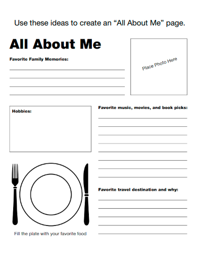 sample all about me page template