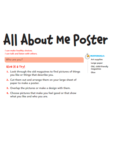 sample all about me poster template