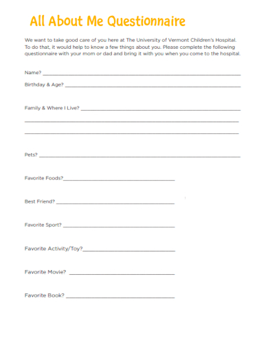 sample all about me questionnaire template