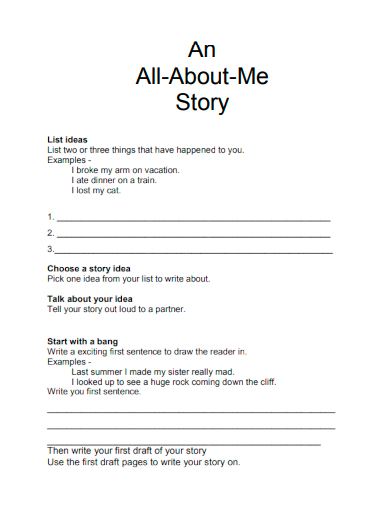 sample all about me story template