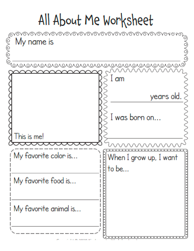 sample all about me worksheet template