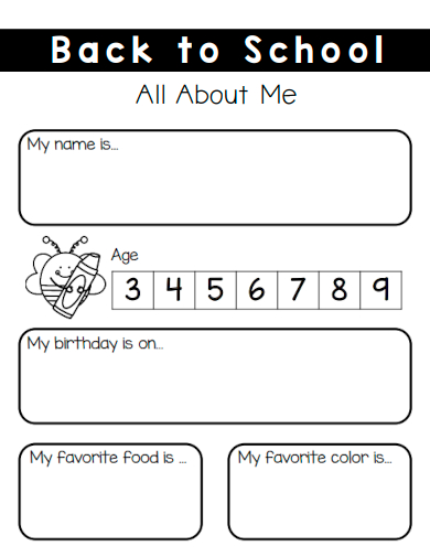sample back to school all about me template