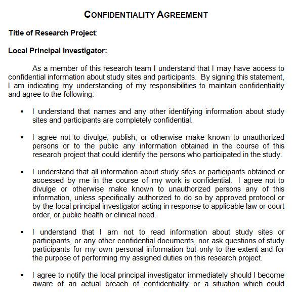 sample confidentiality agreement in ms word