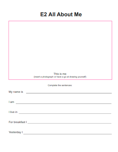 sample english all about me template