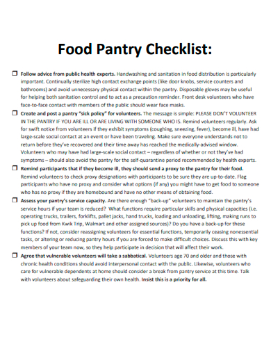 sample food pantry checklist template