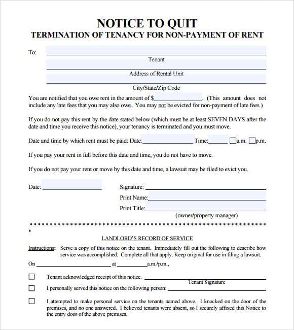 Notice to quit job template uk