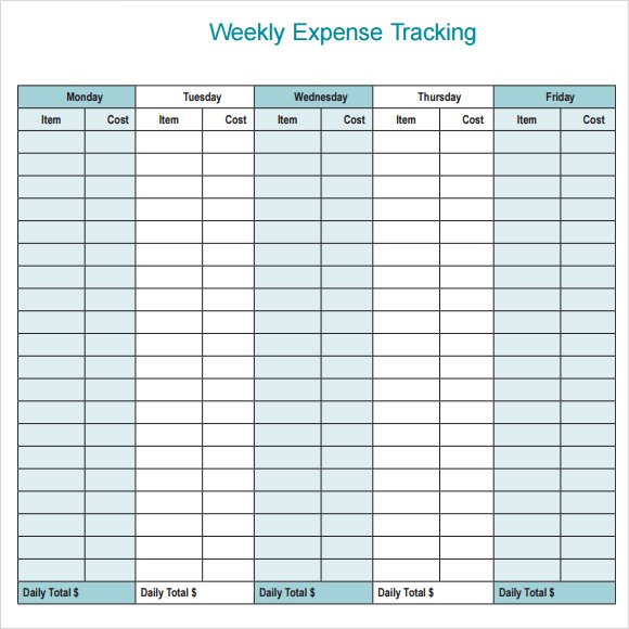 business expense tracker printable templates