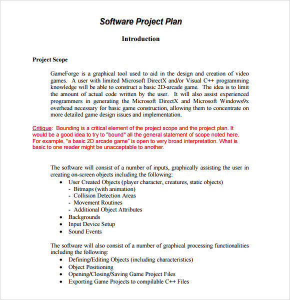 software project plan template