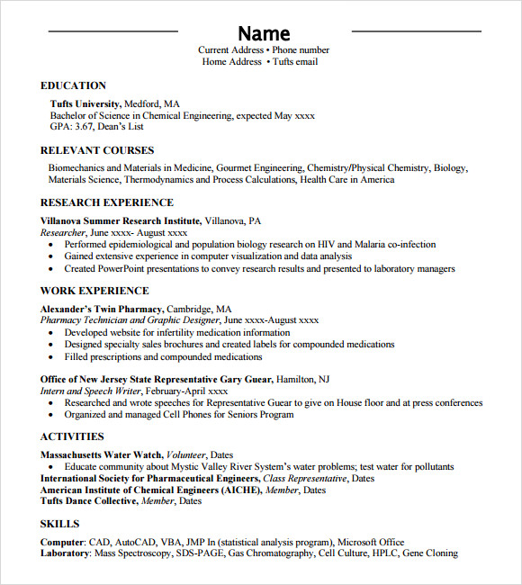 Sample resume american standard