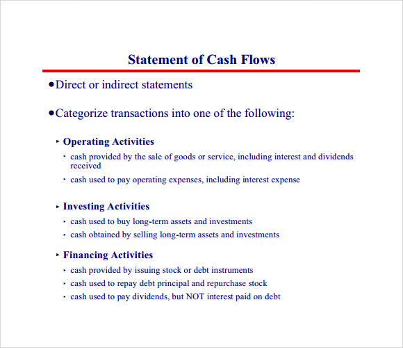 statement of cash flows example