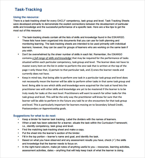 task tracking template download