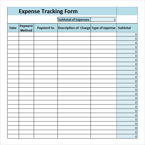 printable expense tracker template