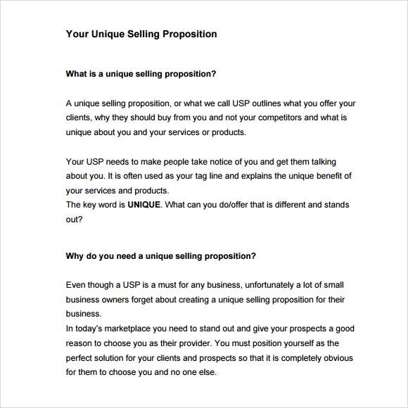 unique selling proposition template