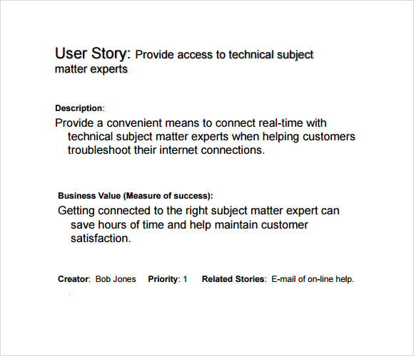 user story examples