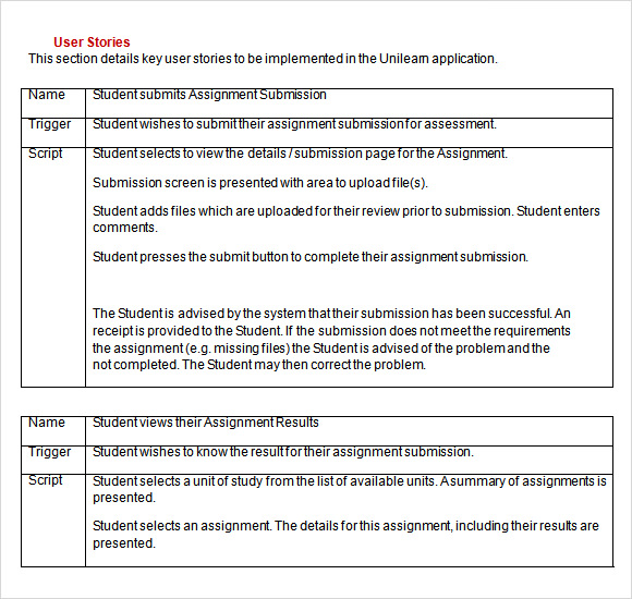 User Story Template Word Document