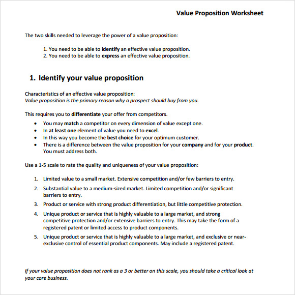 value proposition format