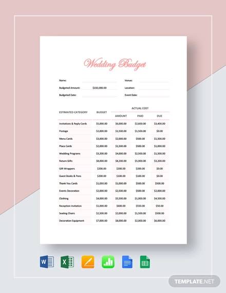 FREE 10 Useful Wedding Budget Templates In Google Docs Google Sheets 