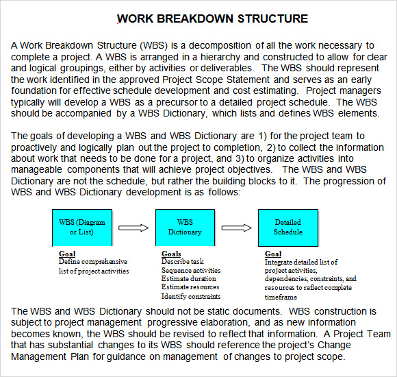 work breakdown structure template doc