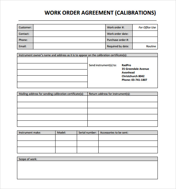 Work Order Agreement Template, A work order indicates a job or task has ...