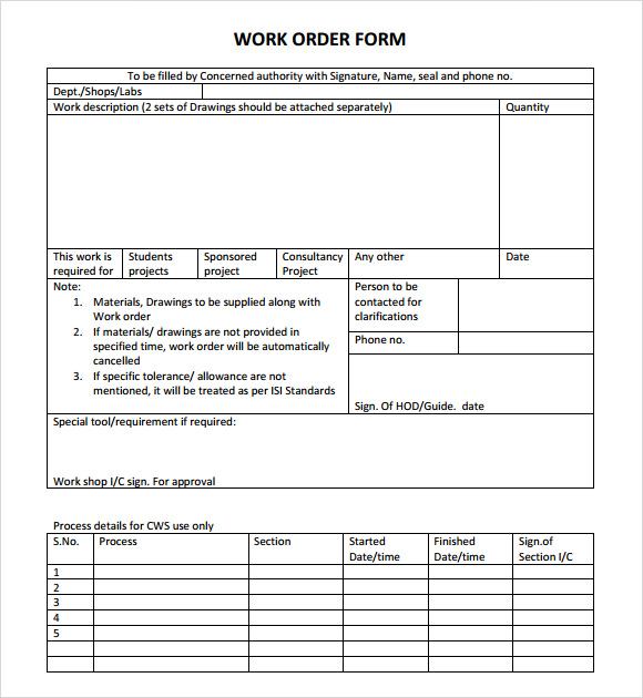 work order forms