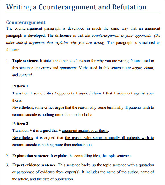 counterargument paragraph example