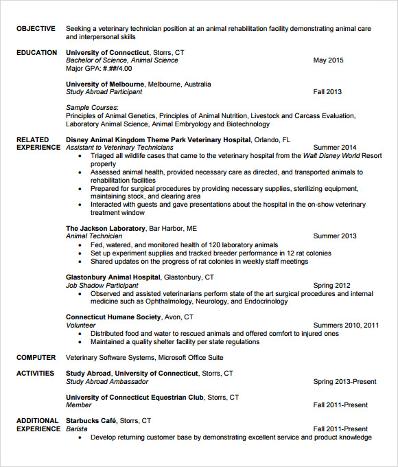 agriculture resume example