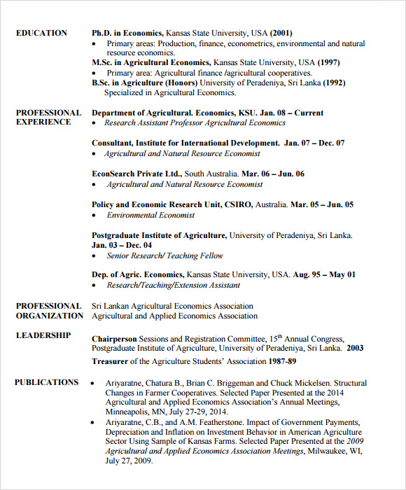 FREE 7 Sample Agriculture Resume Templates In PDF