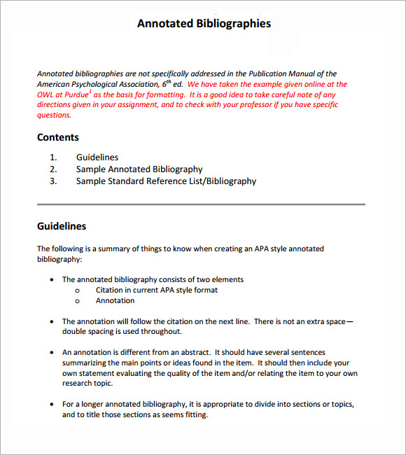 what is annotated bibliography format